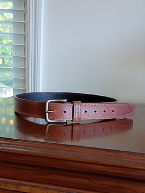 Lucky Brand Men's Russet Brown Leather Belt - Classic Casual Style, L